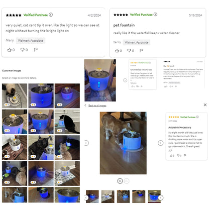 Pet Fountain,Cat Water Fountain, Automatic Water Dispenser for Cats and Dogs, Circulating Filtration System, Easy-To-See Water Level, Low Noise 80Oz/2.4L Capacity