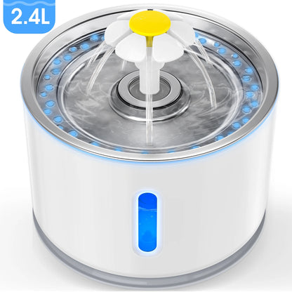 Pet Fountain,Cat Water Fountain, Automatic Water Dispenser for Cats and Dogs, Circulating Filtration System, Easy-To-See Water Level, Low Noise 80Oz/2.4L Capacity